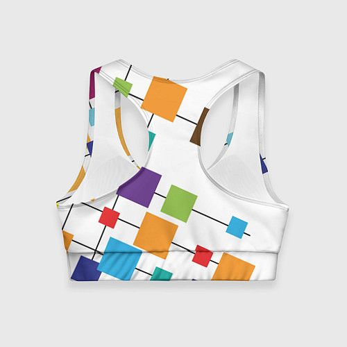 Женский спортивный топ Разноцветные квадраты / 3D-принт – фото 2