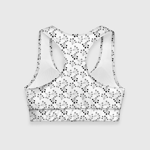 Женский спортивный топ Черно белый ягодный узор ретро / 3D-принт – фото 2