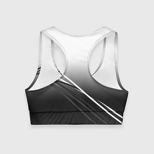 Женский спортивный топ Градиент с полосами из белого в тёмный / 3D-принт – фото 2