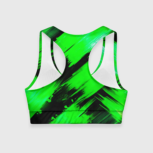 Женский спортивный топ Зеленые мазки краски на черном / 3D-принт – фото 2