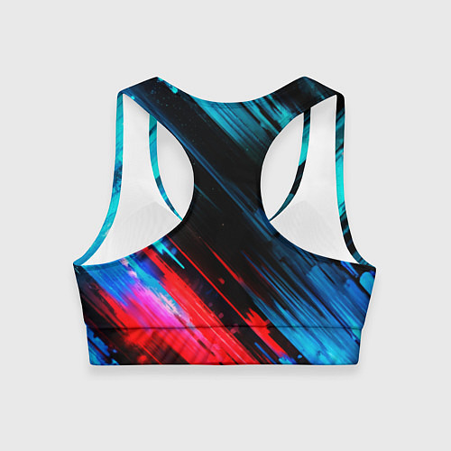 Женский спортивный топ Синяя и красная краска на черном / 3D-принт – фото 2