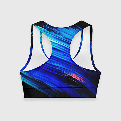 Женский спортивный топ Синии кисти краски на черном / 3D-принт – фото 2