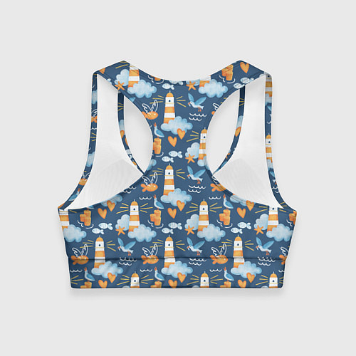 Женский спортивный топ Маяк в облаках / 3D-принт – фото 2