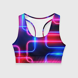 Топик спортивный женский Цветные светящиеся неоны, цвет: 3D-принт