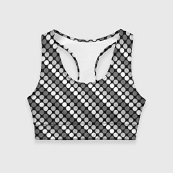 Женский спортивный топ Белый серый горох на черном ретро