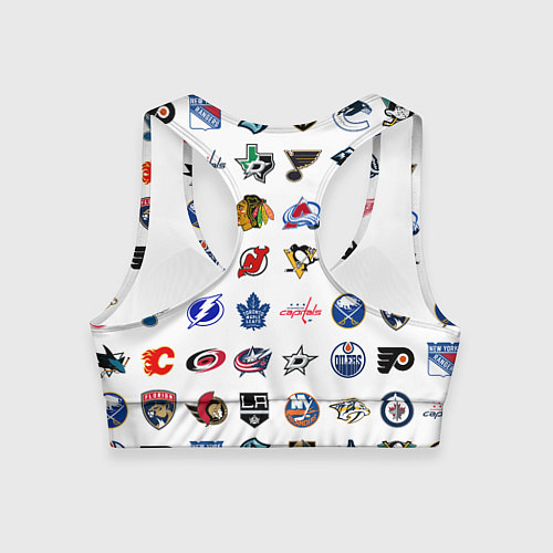 Женский спортивный топ Команды НХЛ на белом фоне / 3D-принт – фото 2
