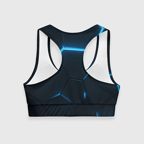 Женский спортивный топ Черные плиты с синим светом / 3D-принт – фото 2