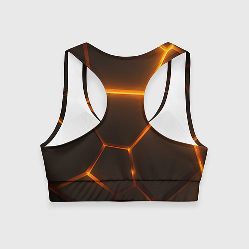 Женский спортивный топ Оранжевое свечение текстура / 3D-принт – фото 2