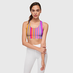 Топик спортивный женский Теплые цветные полосы, цвет: 3D-принт — фото 2