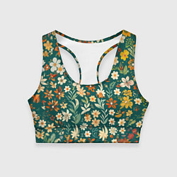 Топик спортивный женский Нежный цветочный паттерн, цвет: 3D-принт