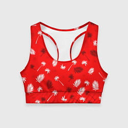 Топик спортивный женский Текстура красной гавайской рубашки, цвет: 3D-принт