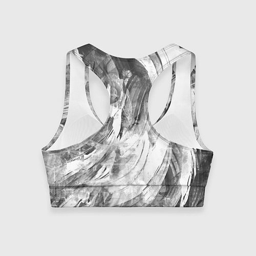 Женский спортивный топ Абстракция - grey and white swirls / 3D-принт – фото 2