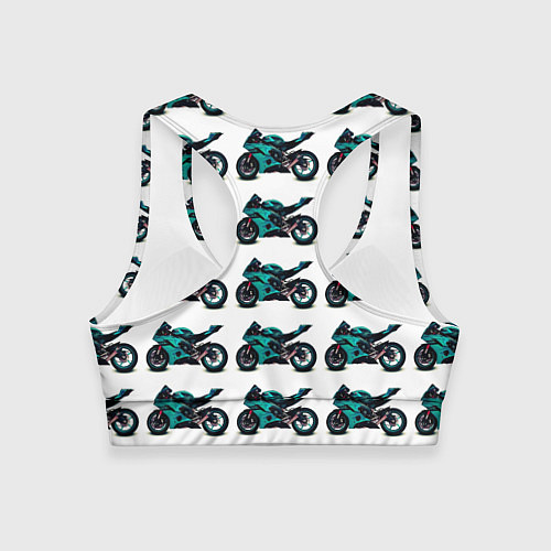 Женский спортивный топ Motorbike light blue / 3D-принт – фото 2