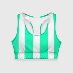 Топик спортивный женский Color turquoise white line, цвет: 3D-принт