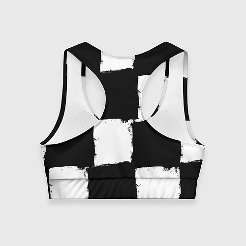 Женский спортивный топ Черные квадраты в виде шахматной доски / 3D-принт – фото 2
