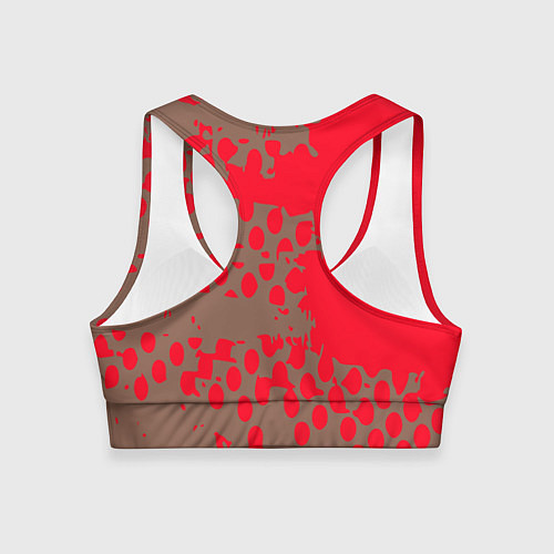 Женский спортивный топ Абстрактные алые пятна на цвете какао / 3D-принт – фото 2