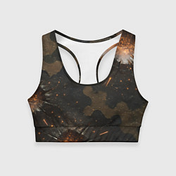 Топик спортивный женский Камуфляж со следами от пуль, цвет: 3D-принт
