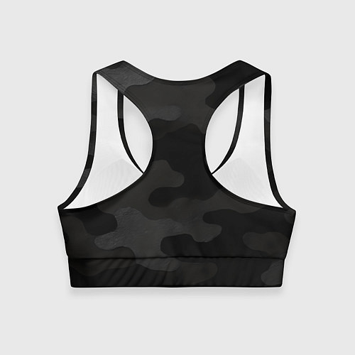 Женский спортивный топ Черно-серая текстура камуфляжа / 3D-принт – фото 2