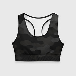 Женский спортивный топ Черно-серая текстура камуфляжа