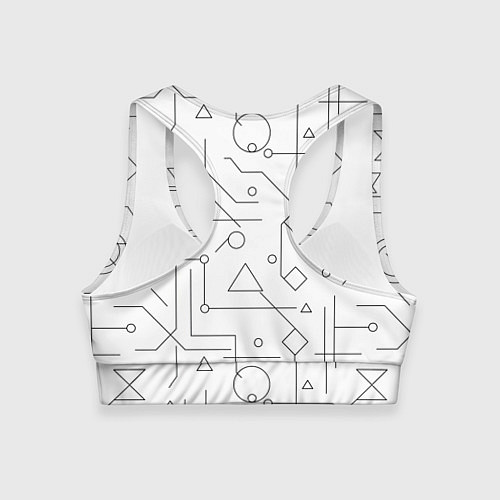 Женский спортивный топ Техно-Геометрия на белое / 3D-принт – фото 2