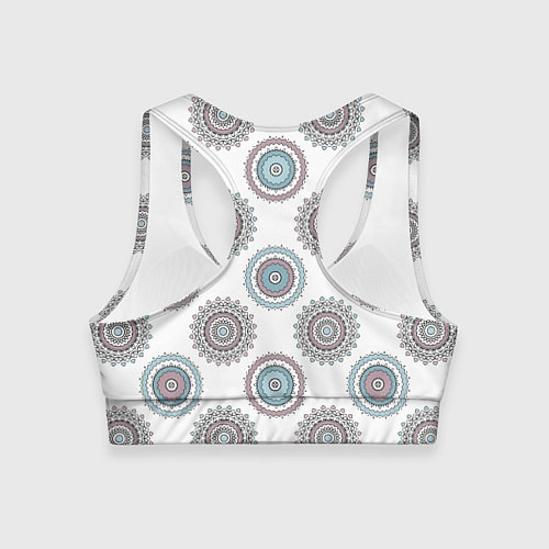 Женский спортивный топ Круглый разноцветный узор мандала / 3D-принт – фото 2