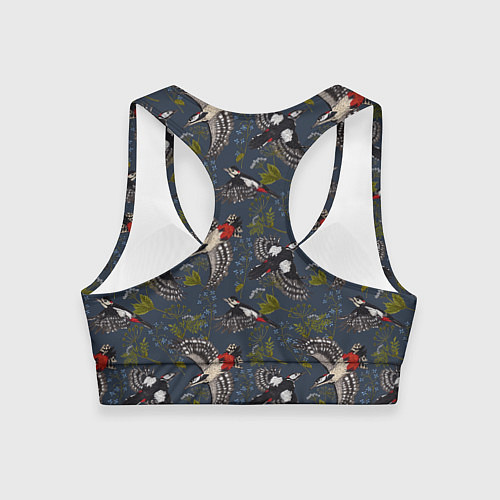 Женский спортивный топ Дятлы и цветы / 3D-принт – фото 2