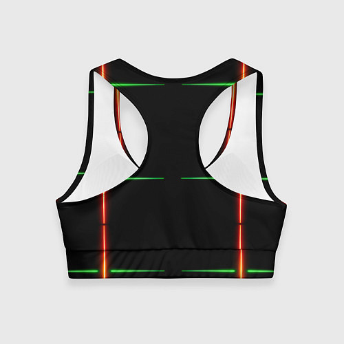 Женский спортивный топ Color black green orange stripes / 3D-принт – фото 2