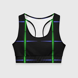 Топик спортивный женский Color black green purple stripes, цвет: 3D-принт