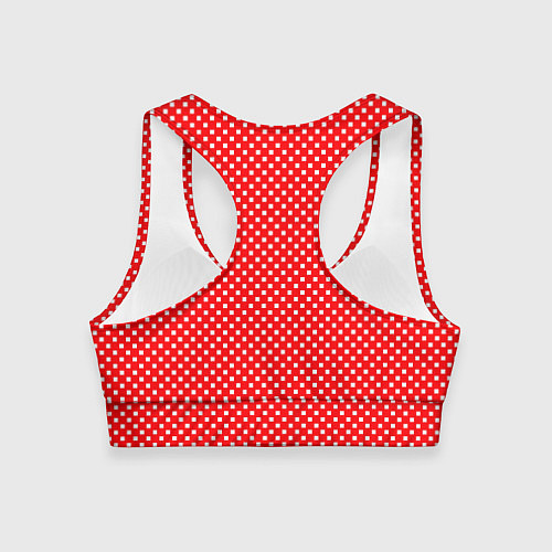 Женский спортивный топ Красный в мелкий квадратик паттерн / 3D-принт – фото 2