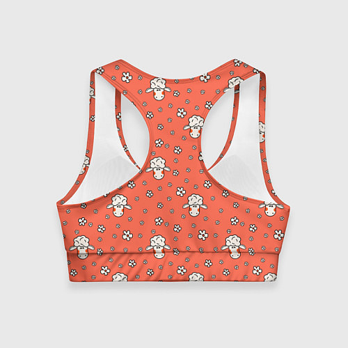 Женский спортивный топ Овечки в цветочках / 3D-принт – фото 2