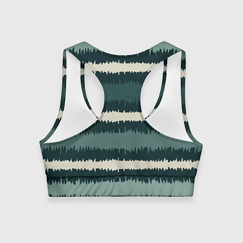 Женский спортивный топ Полосы зигзагообразные зеленые / 3D-принт – фото 2