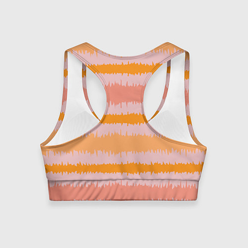 Женский спортивный топ Полосы зигзагообразные оранжево-розовые / 3D-принт – фото 2