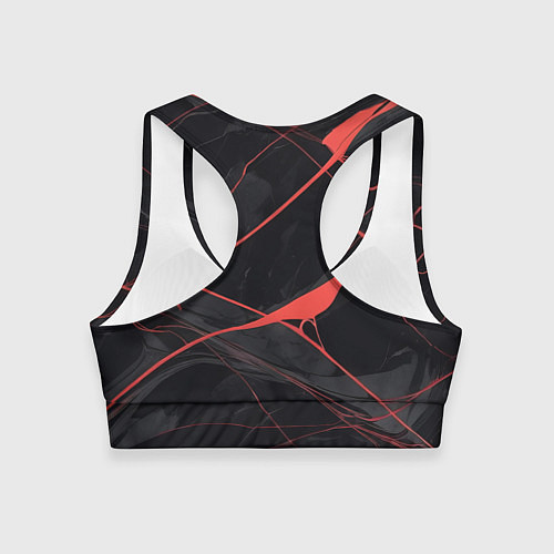 Женский спортивный топ Текстура мрамора с красными полосками / 3D-принт – фото 2
