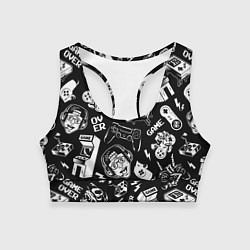 Топик спортивный женский Retro gamer pattern, цвет: 3D-принт