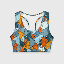 Топик спортивный женский Много рыб, цвет: 3D-принт