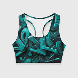 Топик спортивный женский Зеленая абстракция в стиле художника, цвет: 3D-принт