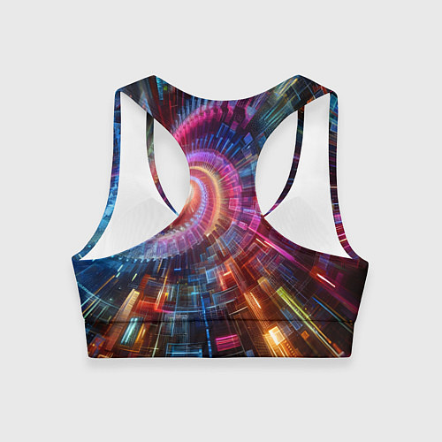 Женский спортивный топ Fractal neon spiral - ai art fantasy / 3D-принт – фото 2