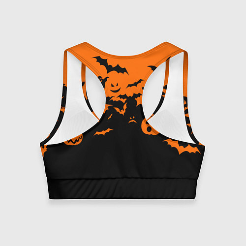 Женский спортивный топ Хэллоуин тыквы и призраки / 3D-принт – фото 2