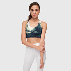 Топик спортивный женский Чёрно-синие абстрактные краски, цвет: 3D-принт — фото 2