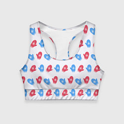 Топик спортивный женский Голубые и красные варежки, цвет: 3D-принт
