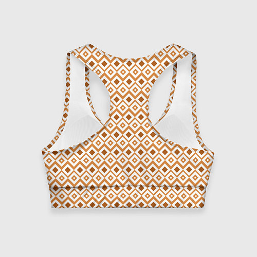 Женский спортивный топ Паттерн с ромбиками коричневый / 3D-принт – фото 2