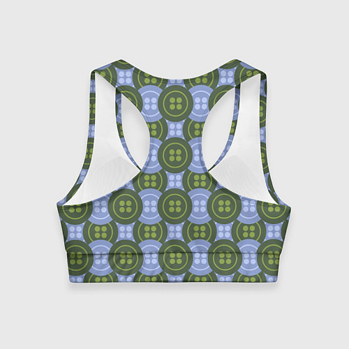 Женский спортивный топ Зеленые и синие пуговицы / 3D-принт – фото 2