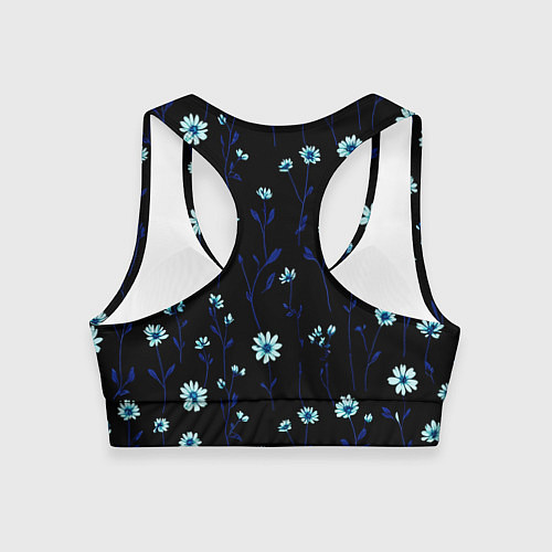 Женский спортивный топ Паттерн с маленькими синими цветами / 3D-принт – фото 2