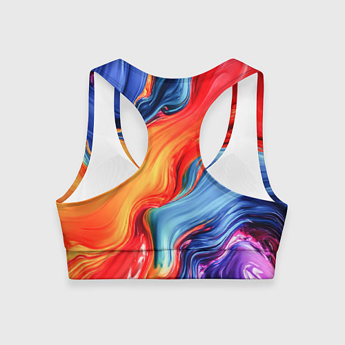 Женский спортивный топ Красно-синие масляные краски смешение абстракция / 3D-принт – фото 2