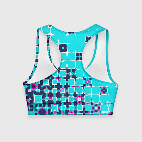 Женский спортивный топ Геометрическая метаморфоза на бирюзе / 3D-принт – фото 2