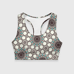 Топик спортивный женский Калейдоскоп из цветочных звезд, цвет: 3D-принт
