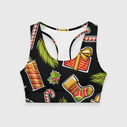 Топик спортивный женский Рождественский вайб, цвет: 3D-принт