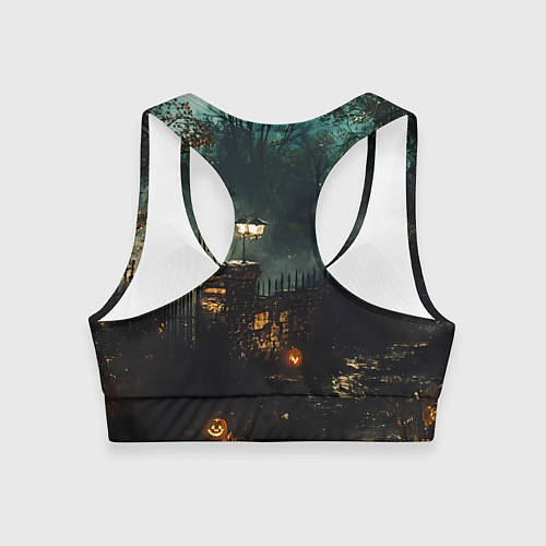 Женский спортивный топ Ночь тыкв и теней / 3D-принт – фото 2