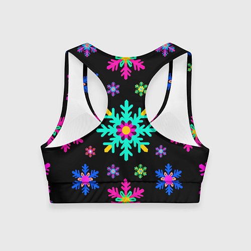 Женский спортивный топ Снежинки ретро / 3D-принт – фото 2