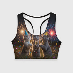 Топик спортивный женский Праздничные коты, цвет: 3D-принт